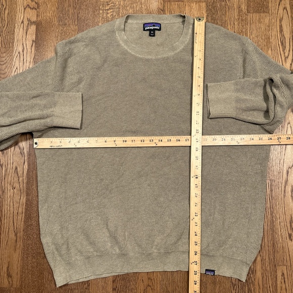 Patagonia Yewcrag Crew Cotton Waffle Knit Beige Sweater Mens 2XL - Picture 9 of 9